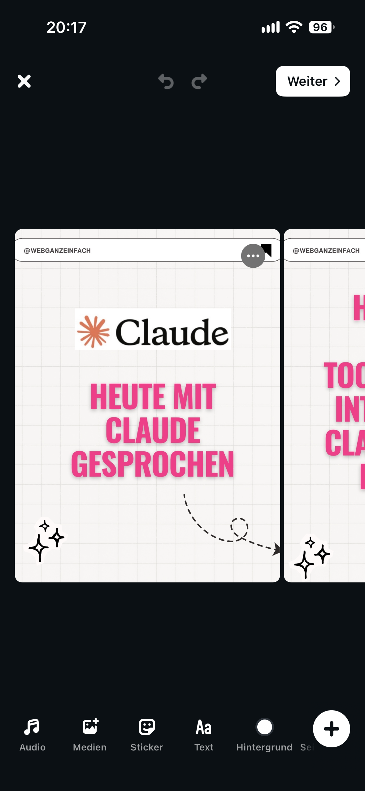 Karussell-Post Bearbeitung mit Edits App